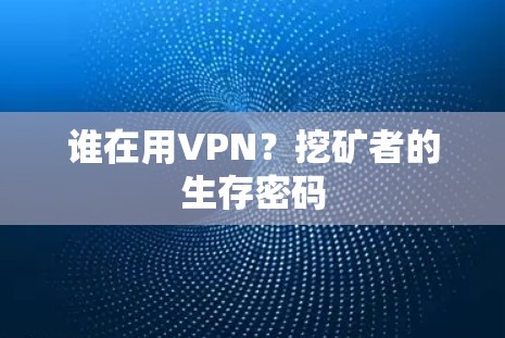 谁在用VPN?挖矿者的生存密码 谁在用VPN?挖矿者的生存密码