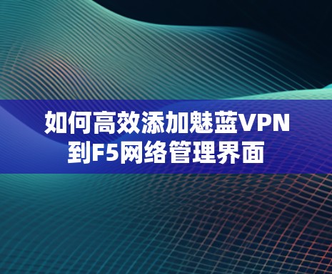 如何高效添加魅蓝VPN到F5网络管理界面