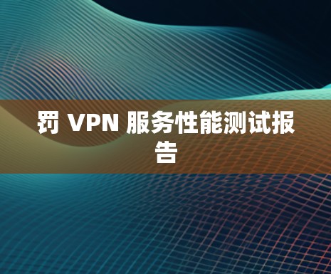 罚 VPN 服务性能测试报告
